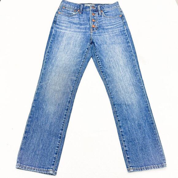 Madewell The Perfect Vintage Crop Button Fly Front Denim Jeans Size 25 - Picture 2 of 9